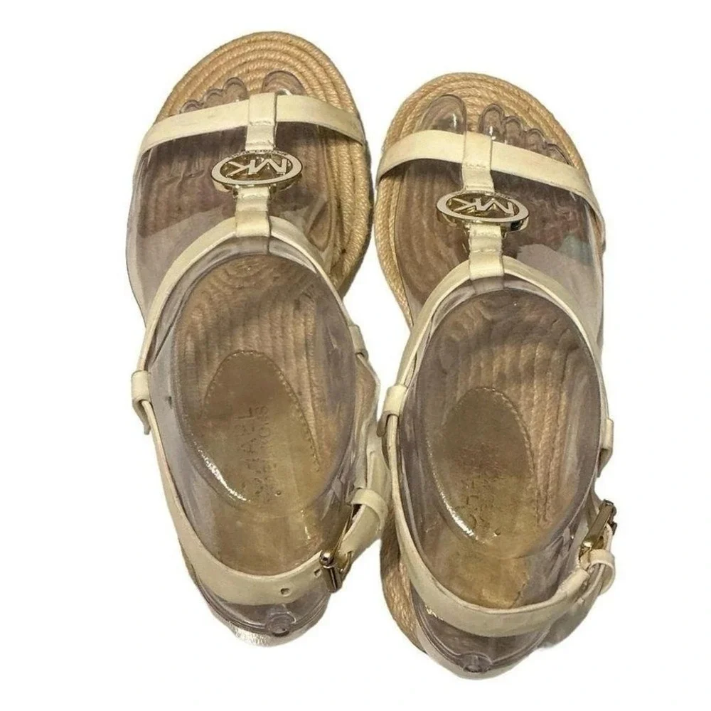 MICHAEL KORS HOPE‎ WHITE PATENT MK LOGO ESPADRILLE SANDALS SIZE 6.5
